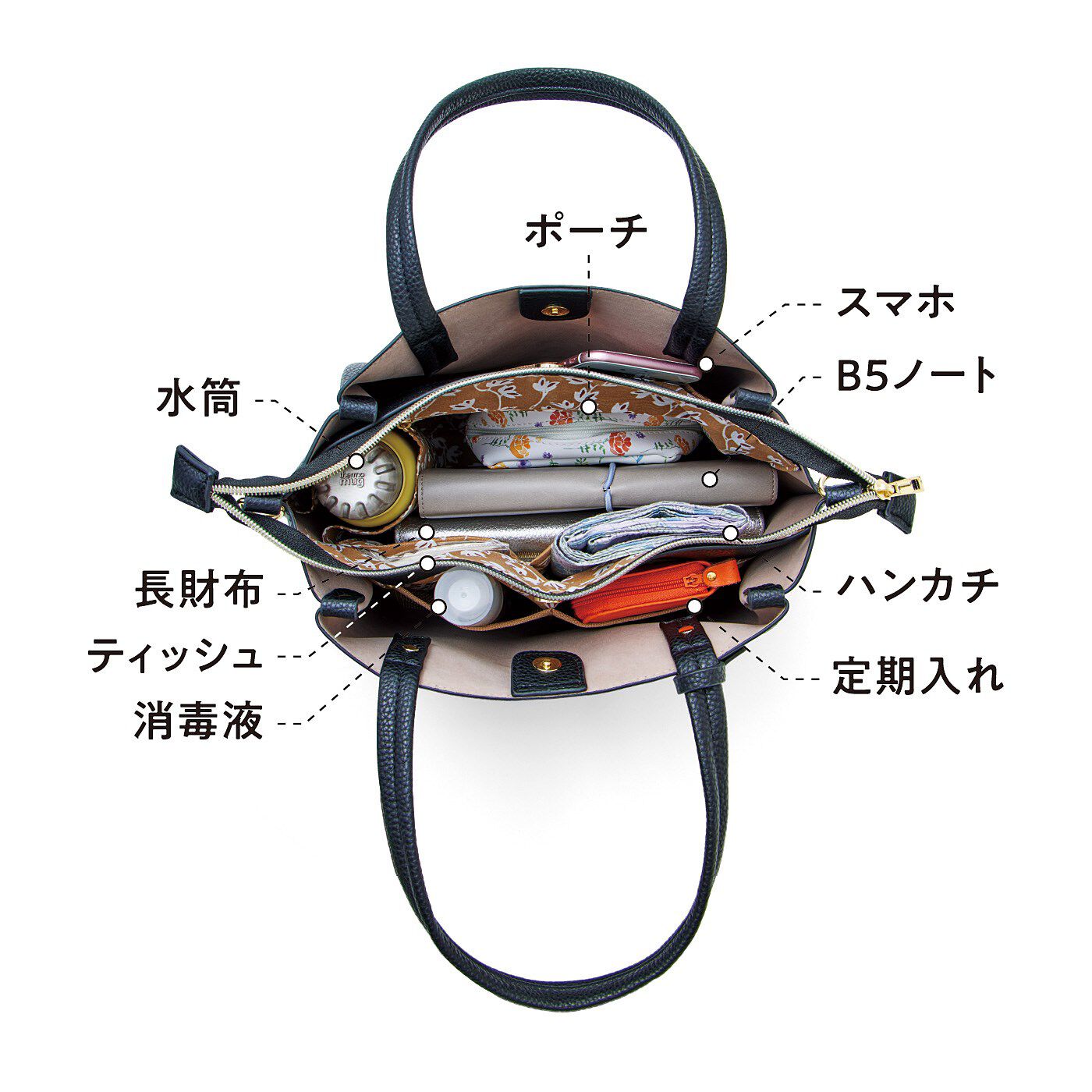 L'AMIPLUS［ラミプリュス］|ラミプリュス　やわらかくて軽い 整とん美人な７つ星ショルダーハンドバッグ〈リッチブラック〉