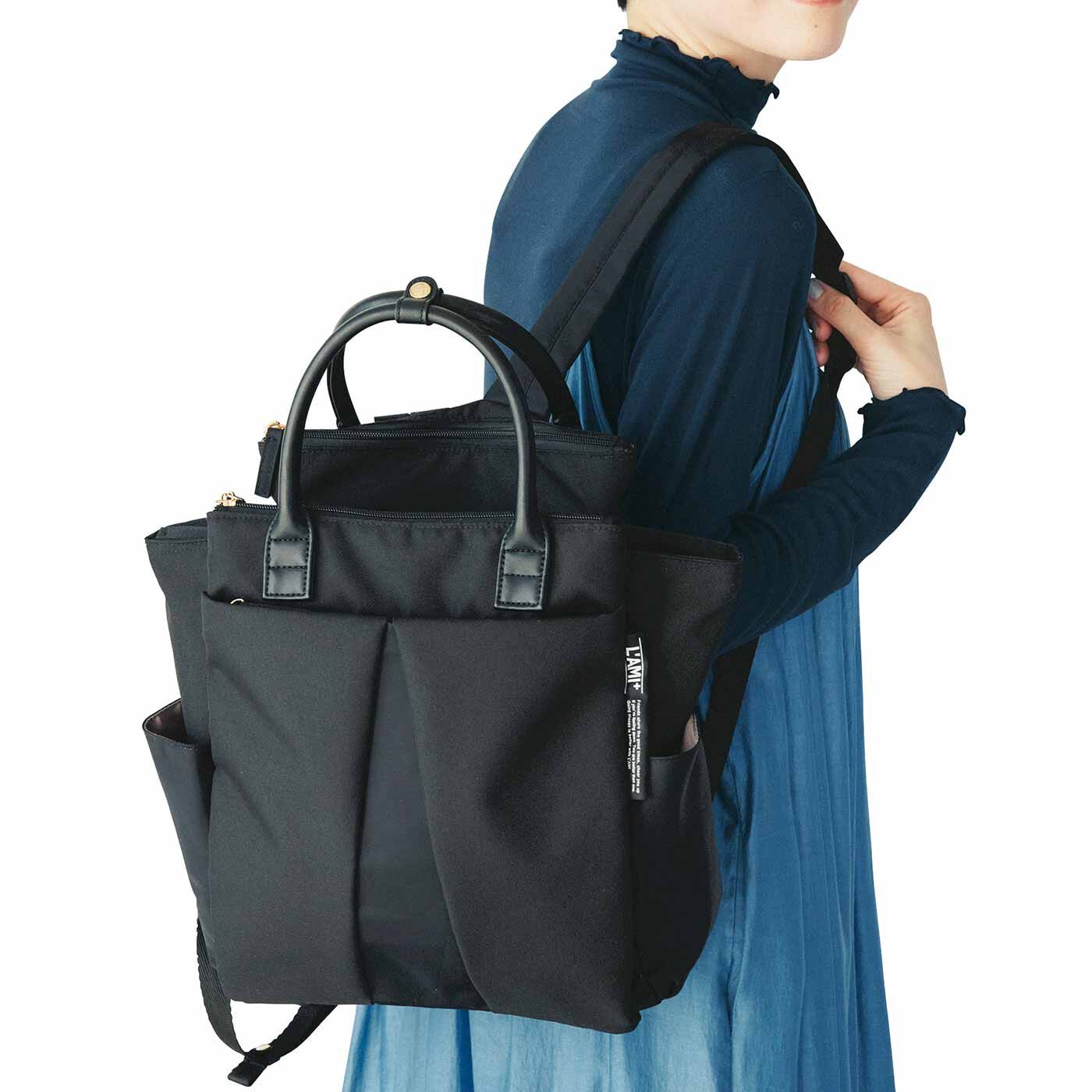 L'AMIPLUS［ラミプリュス］|ラミプリュス トート見えがスマート 5層でこぼこレイヤードリュック〈トライアングル〉