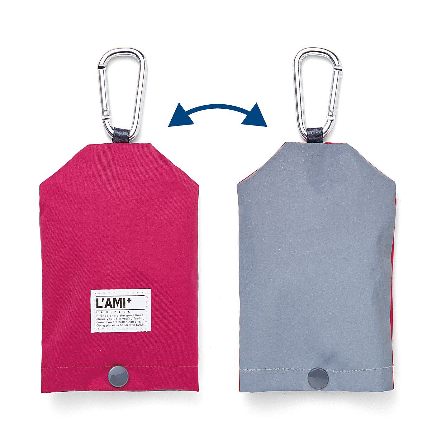 L'AMIPLUS|ラミプリュス　水分を吸収しながらスマートIN！ 隣の人も自分もぬれないスリム傘袋〈リフレクター〉|収納ケース付き。表はビビッドなピンク。裏はリフレクター素材。