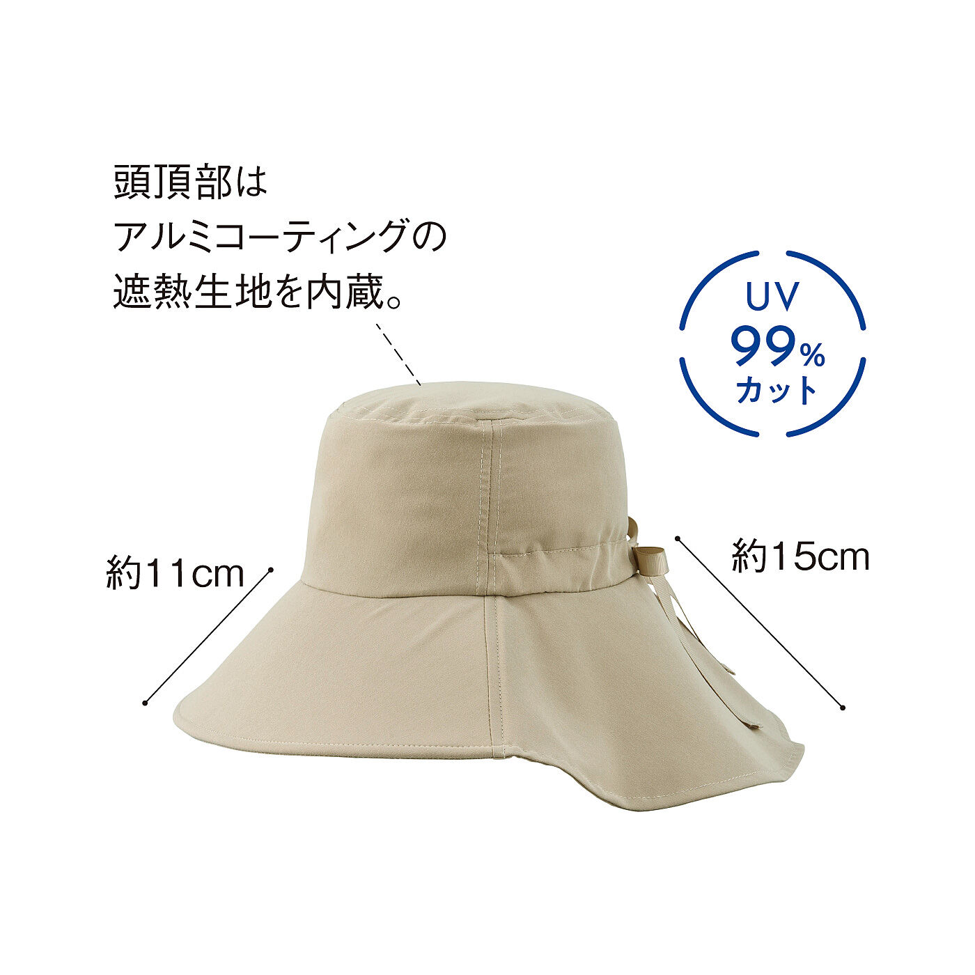 L'AMIPLUS［ラミプリュス］|ラミプリュス　顔からうなじまでしっかりカバー　涼やかUVワイドハット〈ベージュ〉