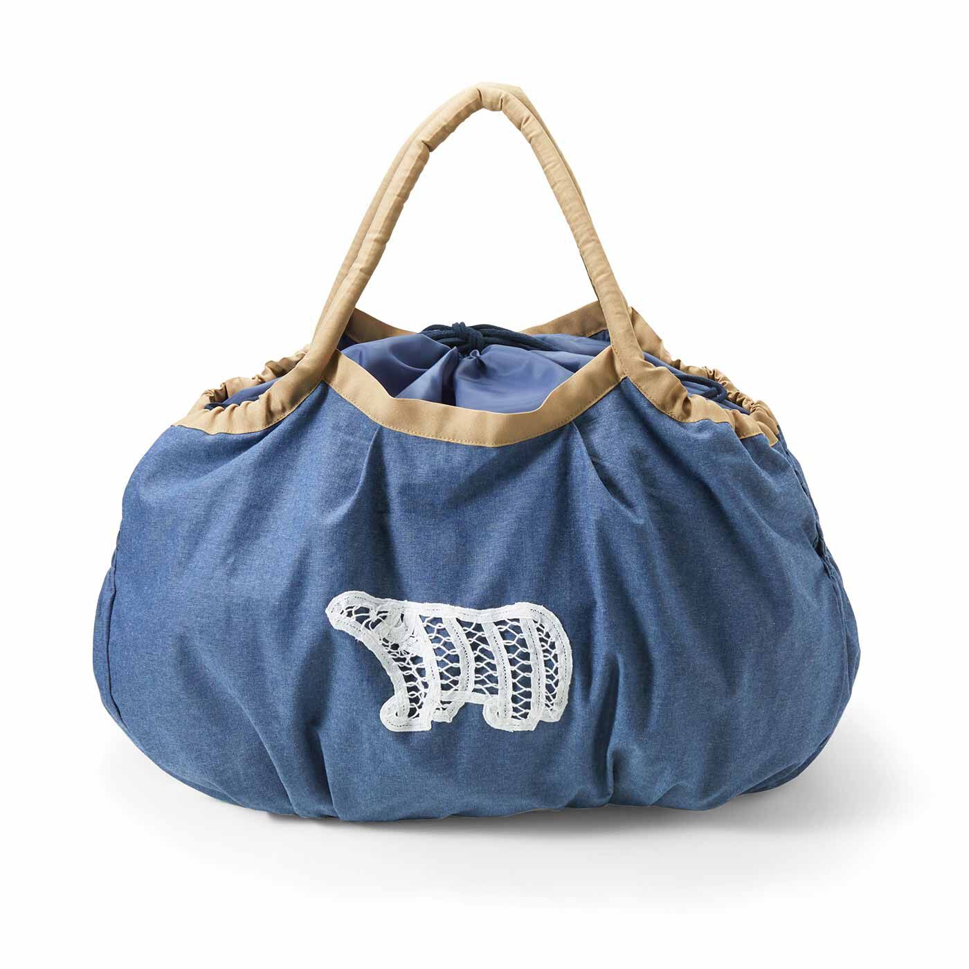 L'AMIPLUS［ラミプリュス］|旭山動物園・ボルネオの森応援商品 ラミプリュス バテンレースの動物たちがかわいい やわらか大きめシャーリングバッグの会|〈ホッキョクグマ〉