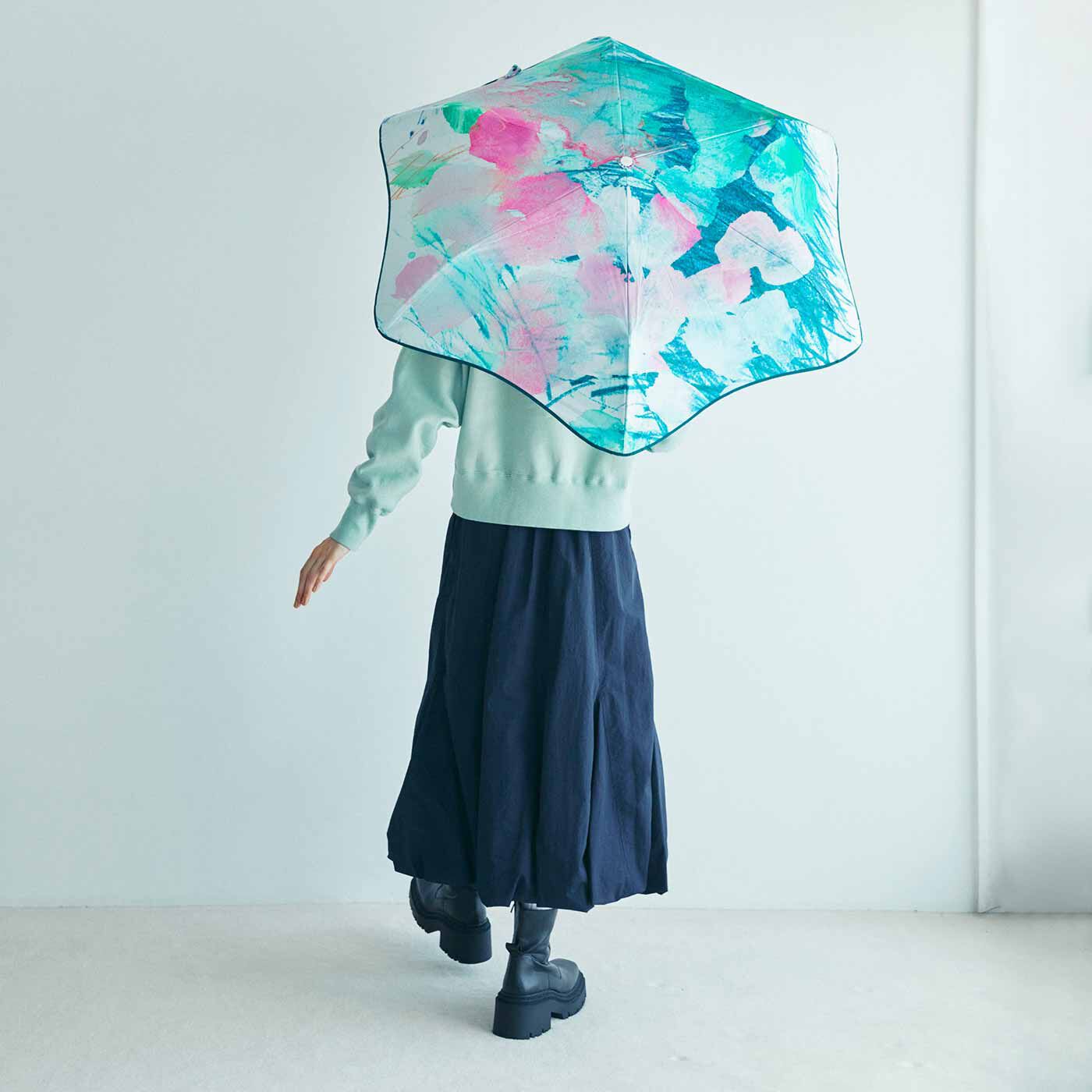 L'AMIPLUS|ラミプリュス×ユニカラート ギャザー袋にIN！ 先のとがっていないやさしい折りたたみ UVカット晴雨兼用傘の会