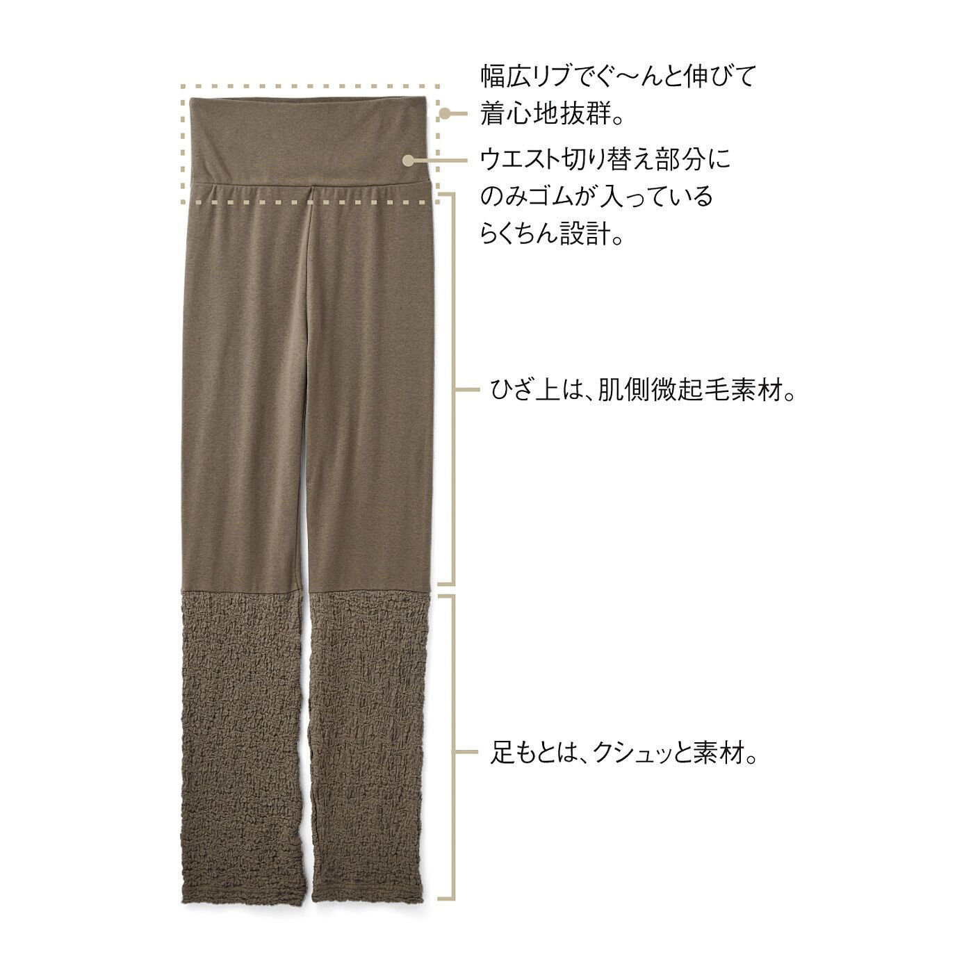 L'AMIPLUS［ラミプリュス］|ラミプリュス　おなかまわりを包み込むからラクラク　肌側微起毛の足もとクシュ生地　レギンスパンツの会