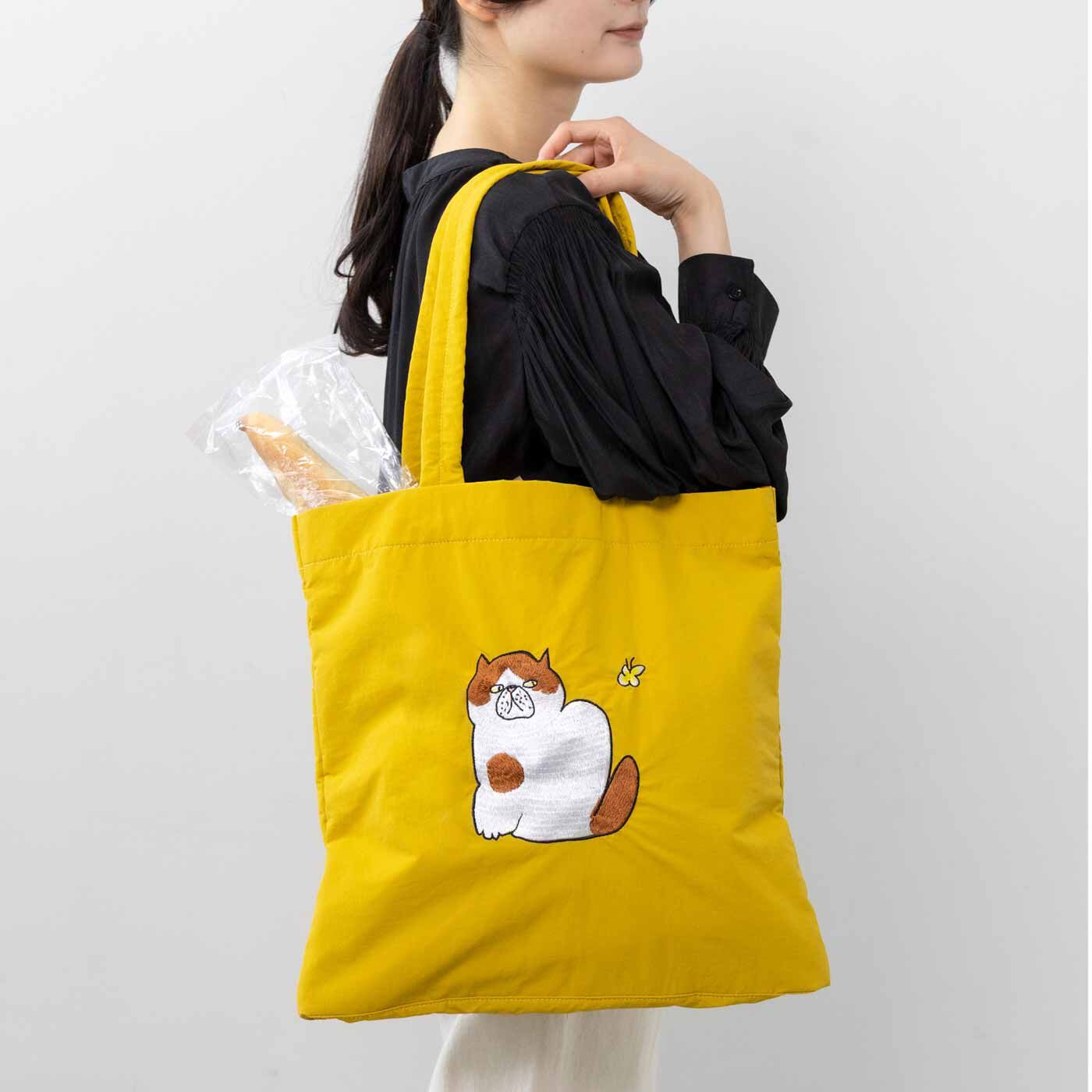 L'AMIPLUS|【7月分以降お届け】幸生窯×ラミプリュス クシュッと持ち手の長さを変えられる わんにゃん刺しゅうの撥水トートバッグの会