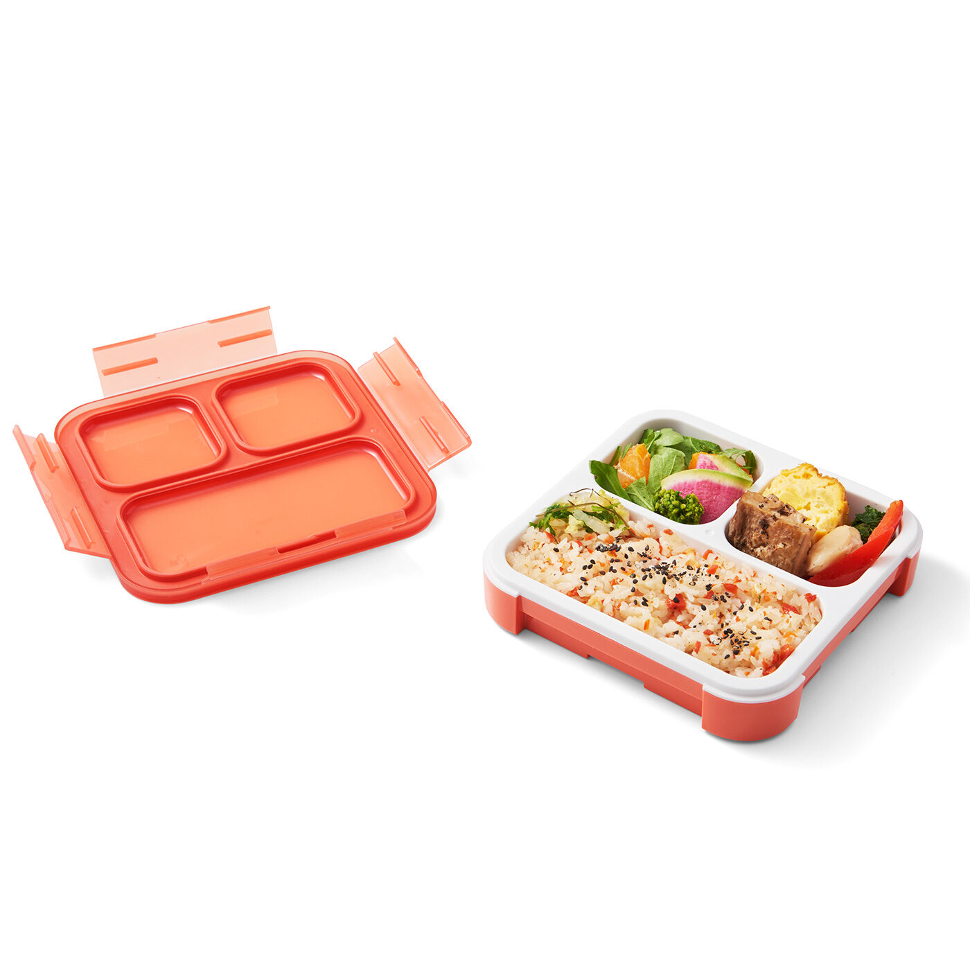 L'AMIPLUS［ラミプリュス］|立て入れでも汁がこぼれにくい スリムに運べるランチボックス 500ml〈オレンジ〉