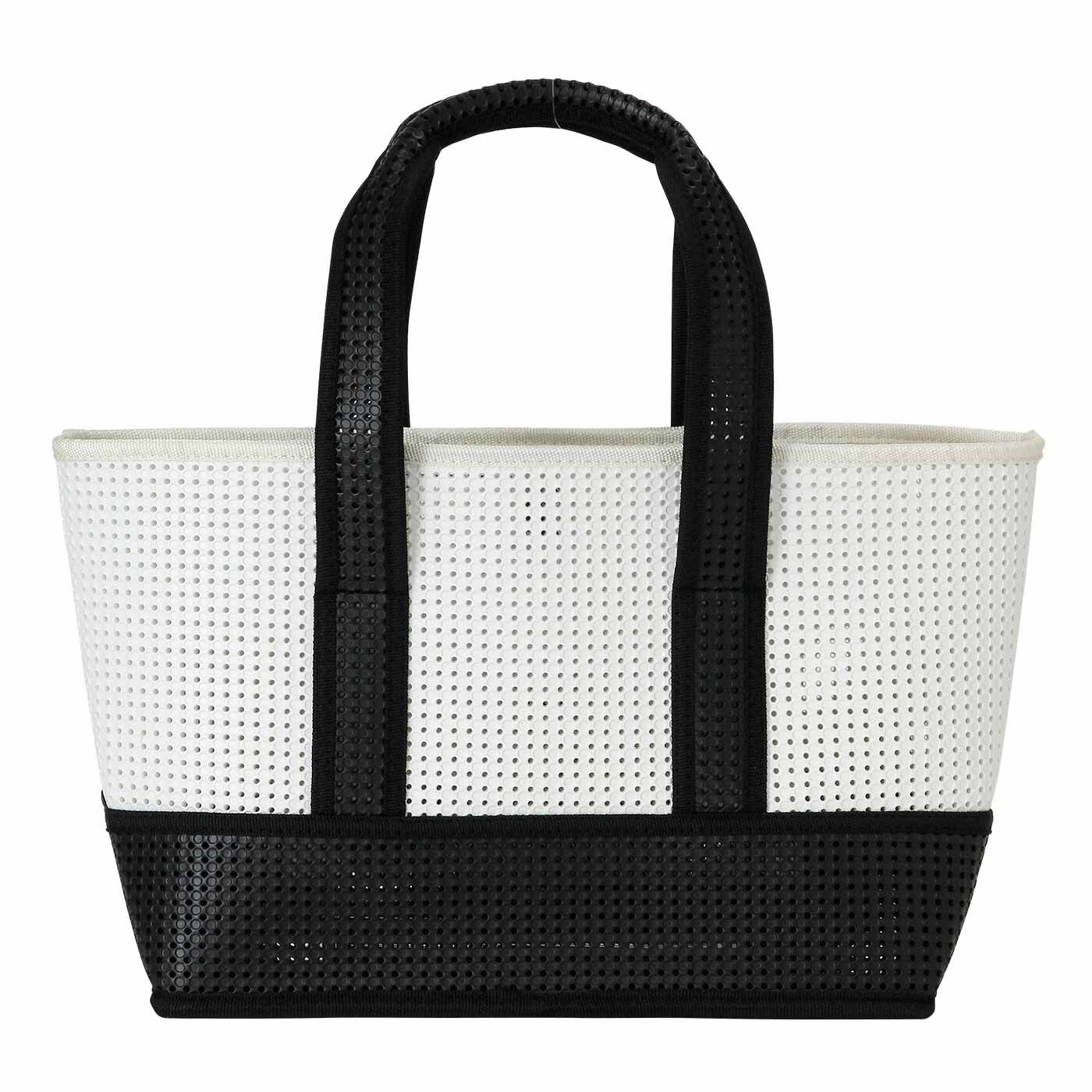 L'AMIPLUS［ラミプリュス］|ラミプリュス　軽くて丸洗いできるEVAメッシュバッグの会|〈ホワイト×ブラック〉