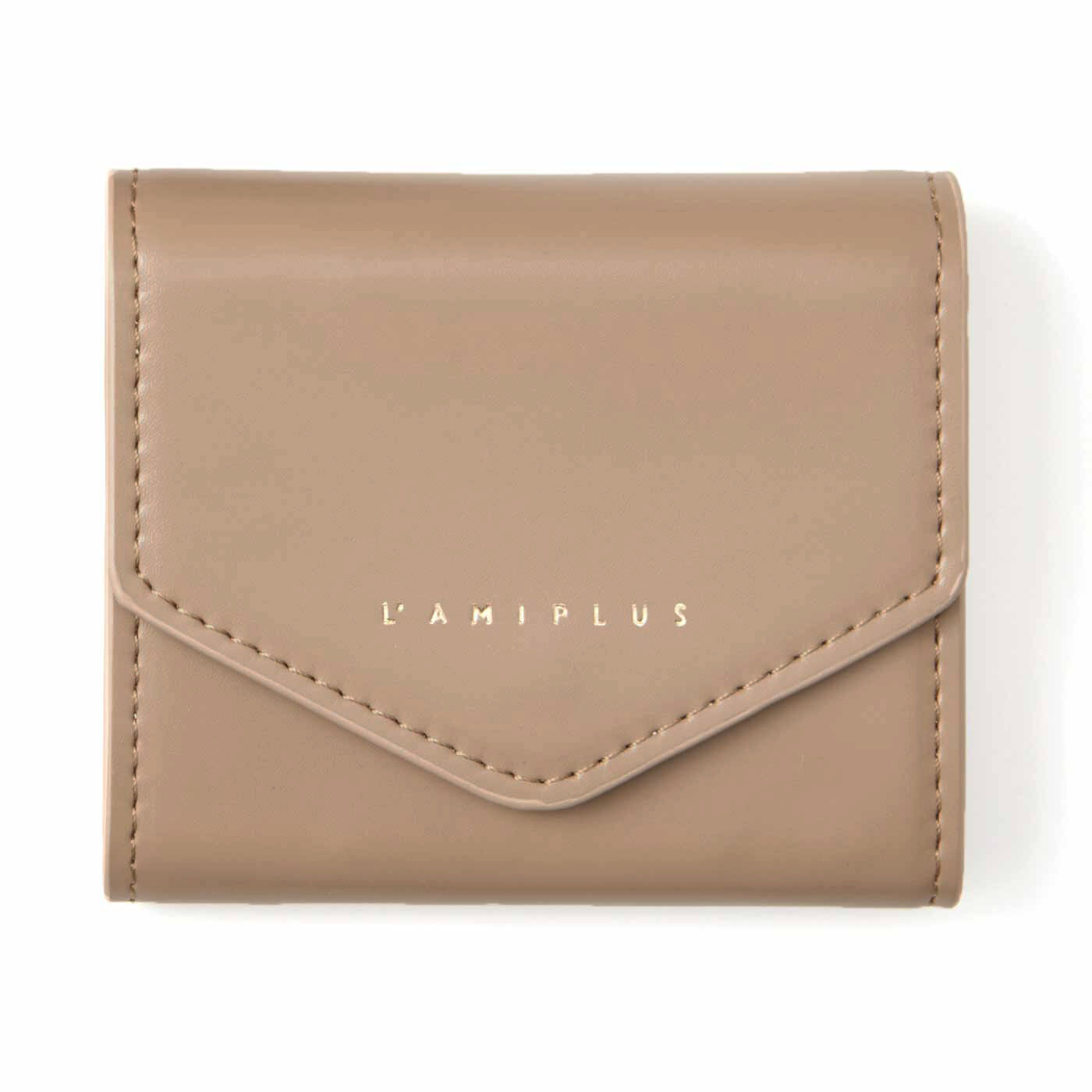 L'AMIPLUS|ラミプリュス　小銭入れがパカッと開く！ レジ前で支払いスマートなミニ財布の会|〈ラテベージュ〉