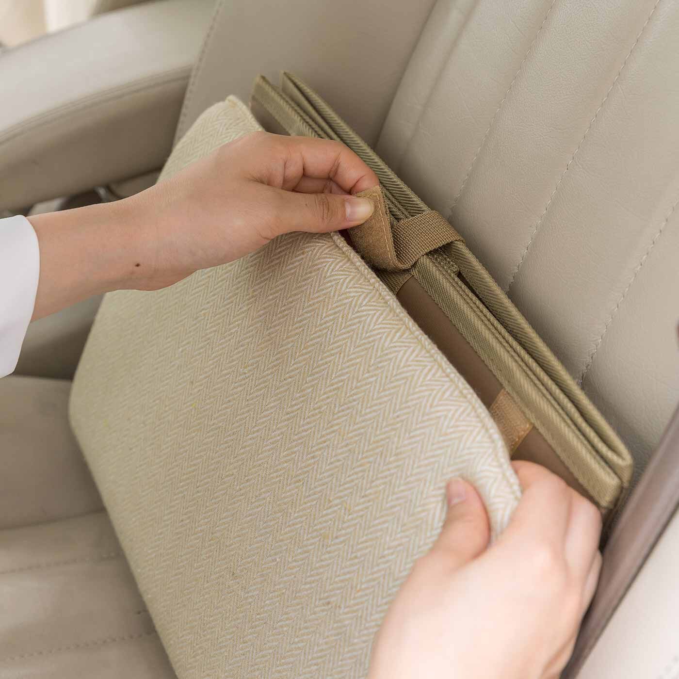 L'AMIPLUS［ラミプリュス］|ラミプリュス 背もたれクッションをサッと引くだけ 荷物の転落を防ぐ 助手席にも便利なシートボックス〈へリンボーン〉の会