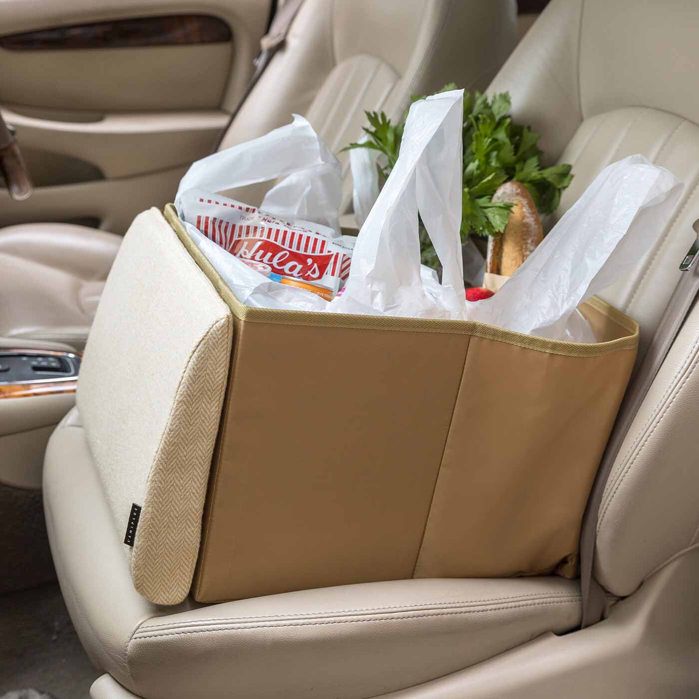 L'AMIPLUS［ラミプリュス］|ラミプリュス 背もたれクッションをサッと引くだけ 荷物の転落を防ぐ 助手席にも便利なシートボックス〈へリンボーン〉の会