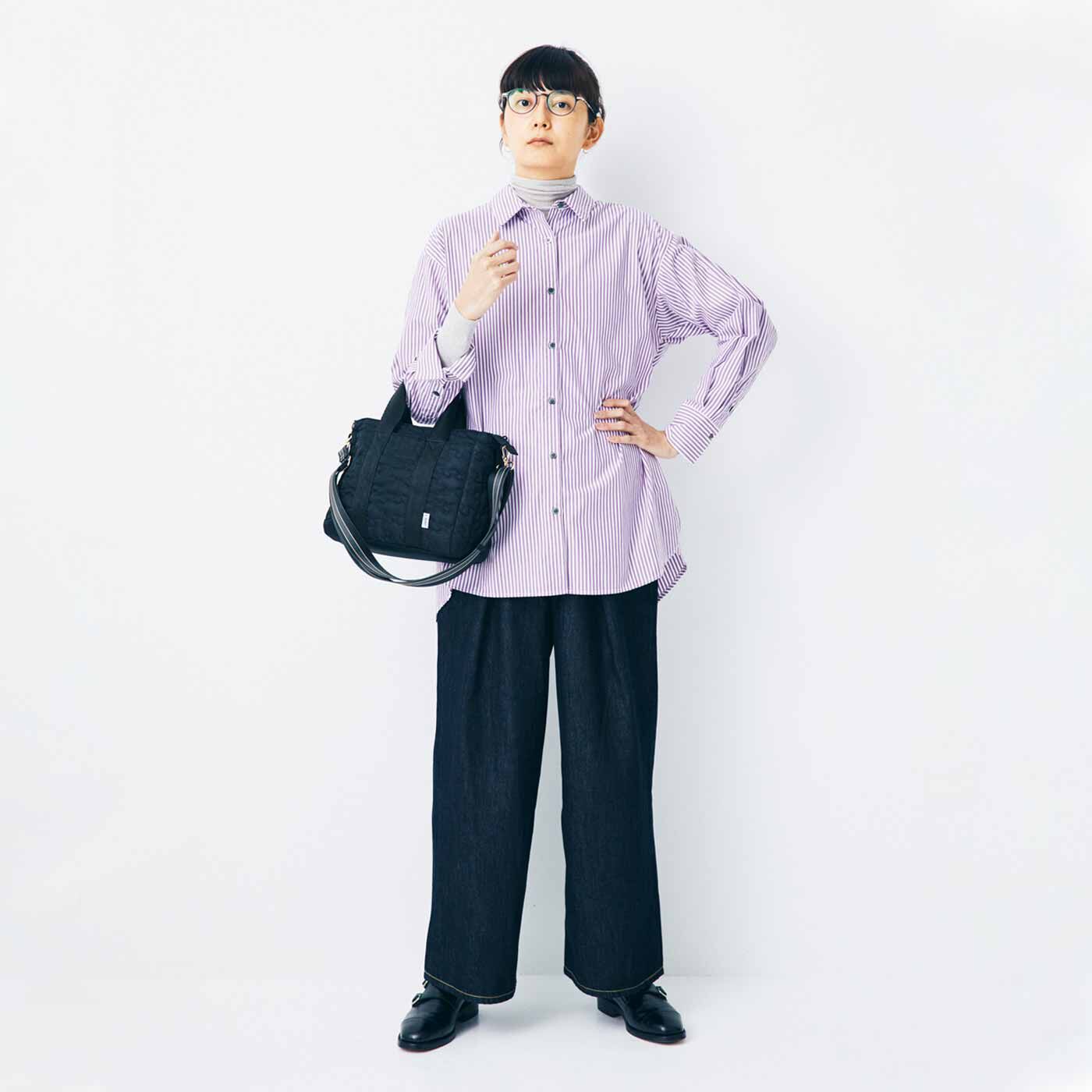 L'AMIPLUS［ラミプリュス］|ラミプリュス　荷物を仕切ってすっきり収納 Tトート〈ブラックパズルキルト/ミニ〉