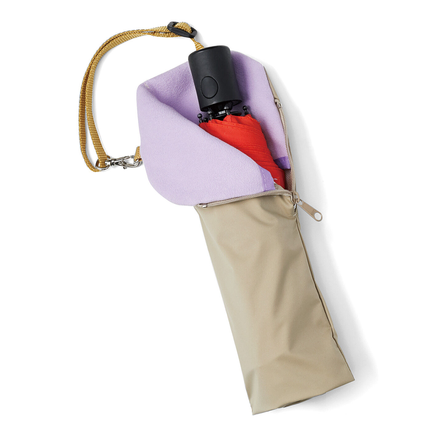 L'AMIPLUS|ラミプリュス　水分を吸収しながらスマートIN！　バッグの持ち手に掛けられる折りたたみ傘袋の会|〈ベージュ〉