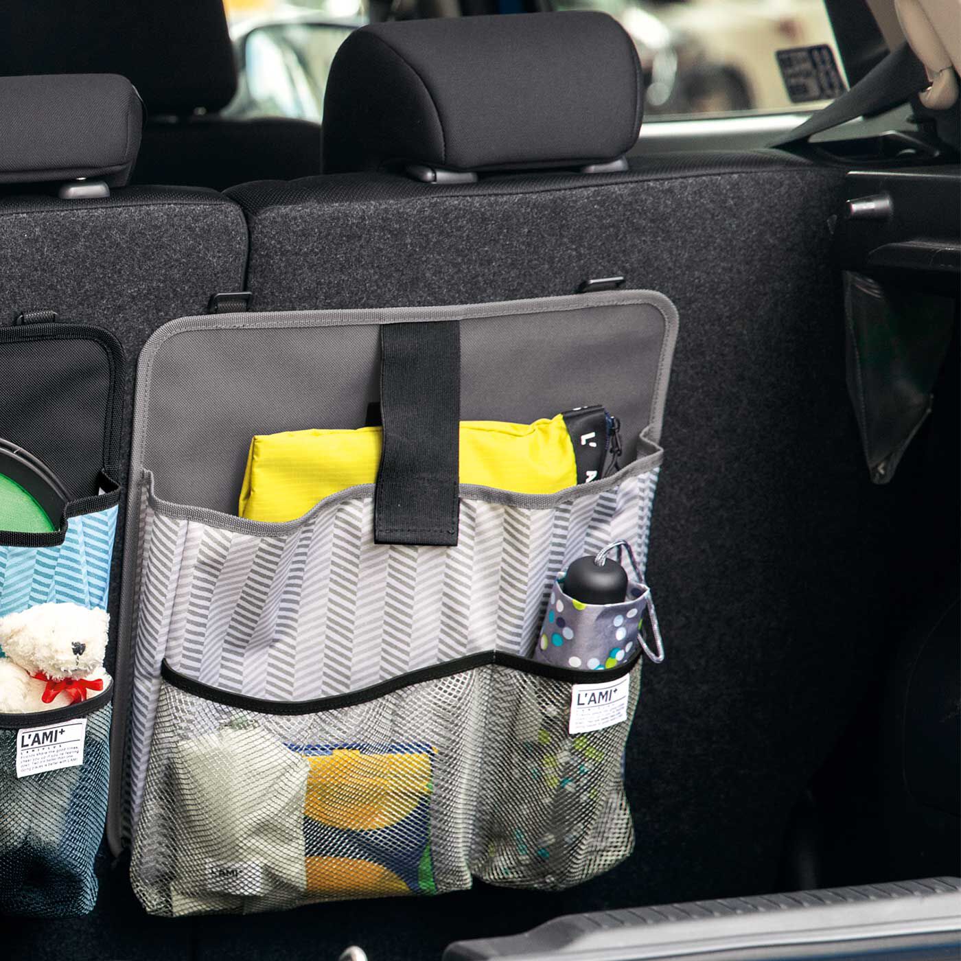 爆買いセール 車用座席間収納ポケット　スペース活用　ブラック　小物入れ　取り付け簡単　大容量　収納ボックス　PUレザー　無地　収納バッグ　カーバッグ