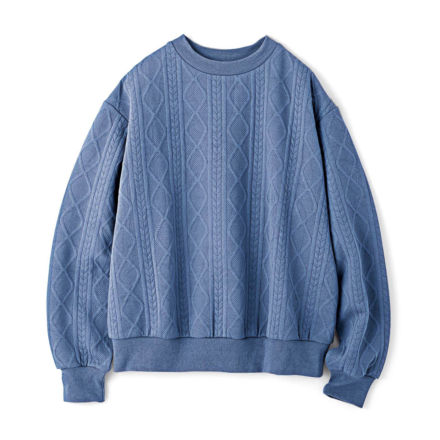USEDo|USEDo　アラン模様のセーターみたいなざっくり編み柄トレーナーの会|〈レイクブルー〉