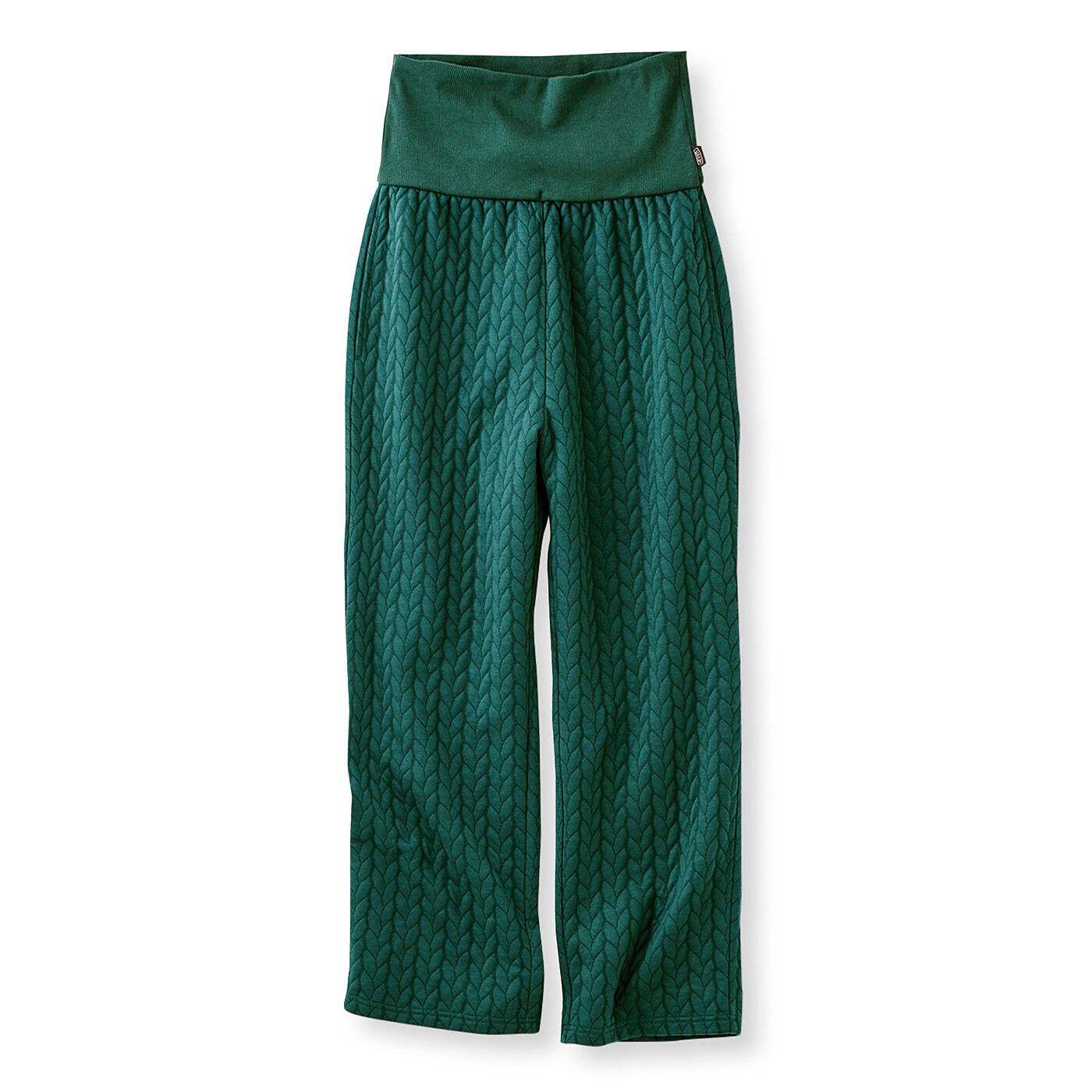 USEDo|ケーブル編みのニットみたいな腹巻き付き　編み柄スウェットパンツの会|〈フォレストグリーン〉