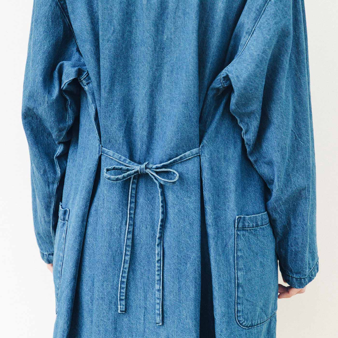 USEDo|古着屋さんで見つけたような デニムの作務衣（さむえ）コート〈ライトインディゴブルー〉