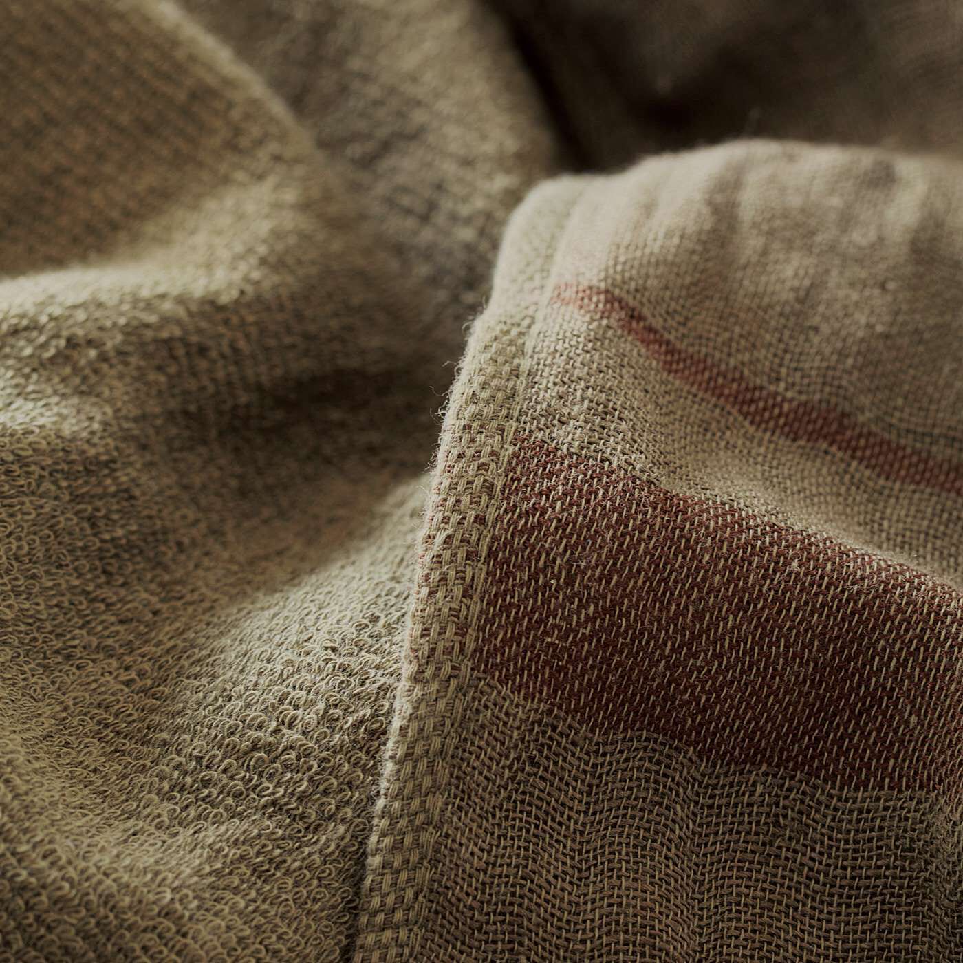 USEDo|古着屋さんで見つけたようなリネンガーゼと綿パイルのバスタオル〈ヴィンテージカラー〉の会|表はリネンガーゼ、裏は綿パイルで肌ざわり抜群。