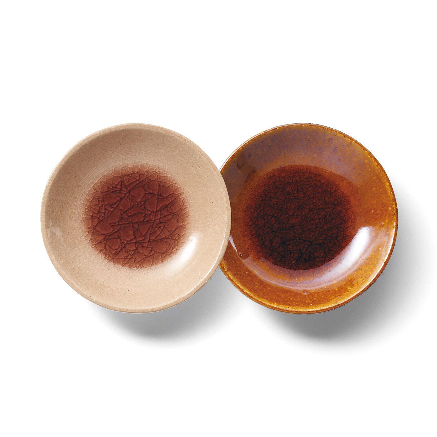 USEDo|ガラス釉（ゆう）の美しさを楽しむ　信楽焼のカラフル豆皿 ２枚セットの会|〈朝焼けと落陽〉