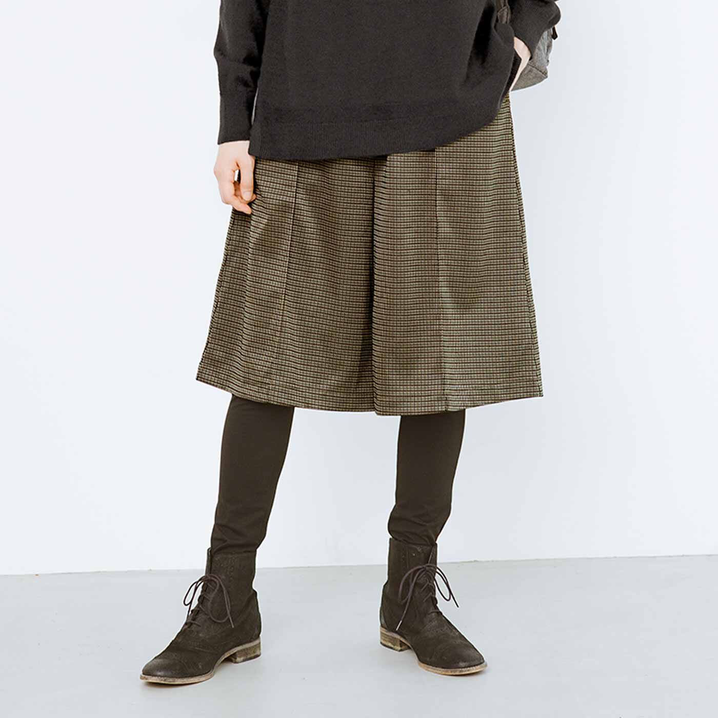 frauglatt［フラウグラット］|フラウグラット　一枚でさっとコーデ完成♪ 上品チェックのすっきりダブルボトムスの会|スカートライクなシルエットがかわいい。