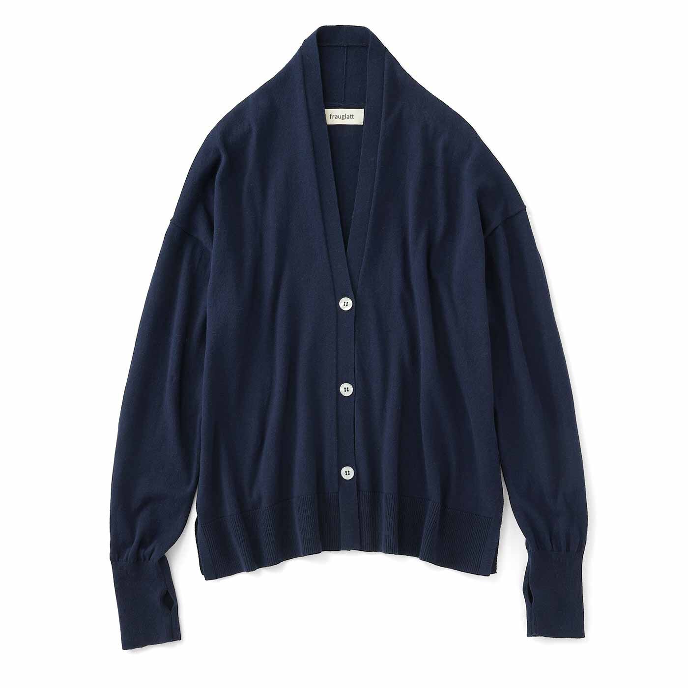 frauglatt［フラウグラット］|フラウグラット コットン100％が心地いい♪ アームカバーいらずの上品ニットカーディガン〈UV対策/抗菌防臭〉の会|〈ダークネイビー〉