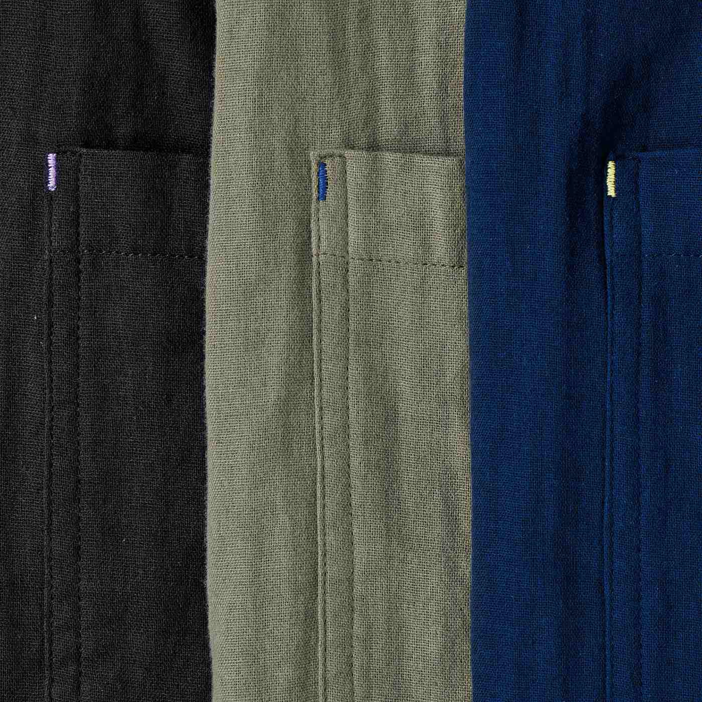 frauglatt|フラウグラット　コットン100％でふんわり心地いい♪　かるキレイーノダブルガーゼ　ジャケット風カーディガン〈UV対策〉の会|ポケットの配色ステッチがかわいいアクセント。