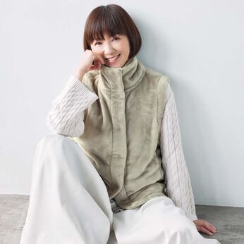 frauglatt | 大人の女史会×frauglattとろみボアベスト〈ベージュ〉