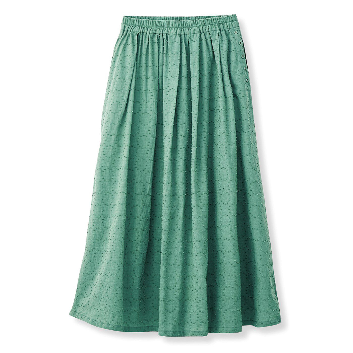 フラウグラット|フラウグラット　ぽこぽこカットドビーが織りなす 大人の綿100％ ふんわり着映えスカートの会|〈フォレストグリーン〉