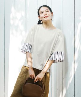frauglatt | ｆｇストライプ柄袖トップス〈吸水速乾〉