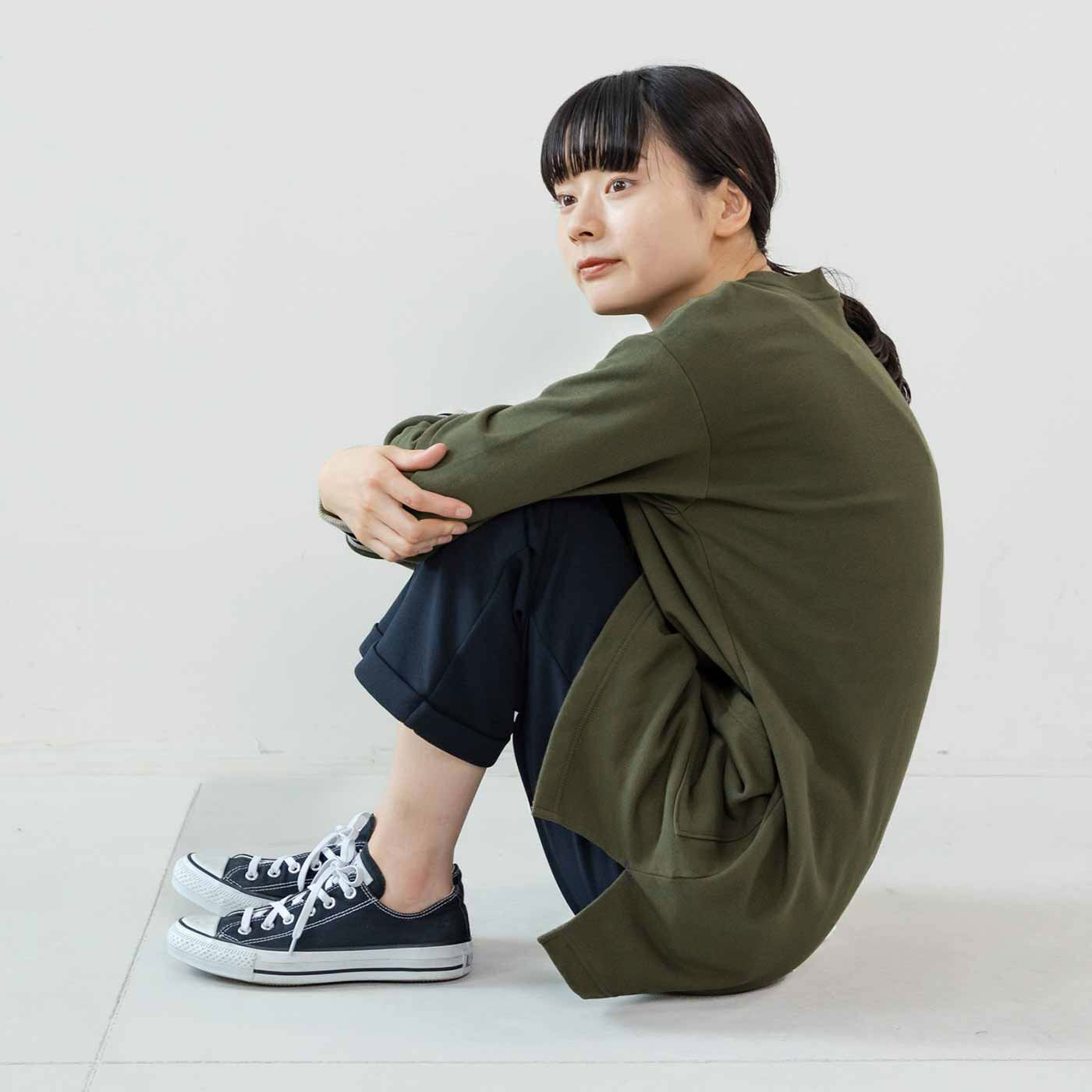 frauglatt|フラウグラット　大人気♪ 腰まですっぽりあったか 綿100％裏起毛チュニックの会|【すっぽり丈で安心】ヒップまですっぽり包む長め丈。しゃがんでも暖か。