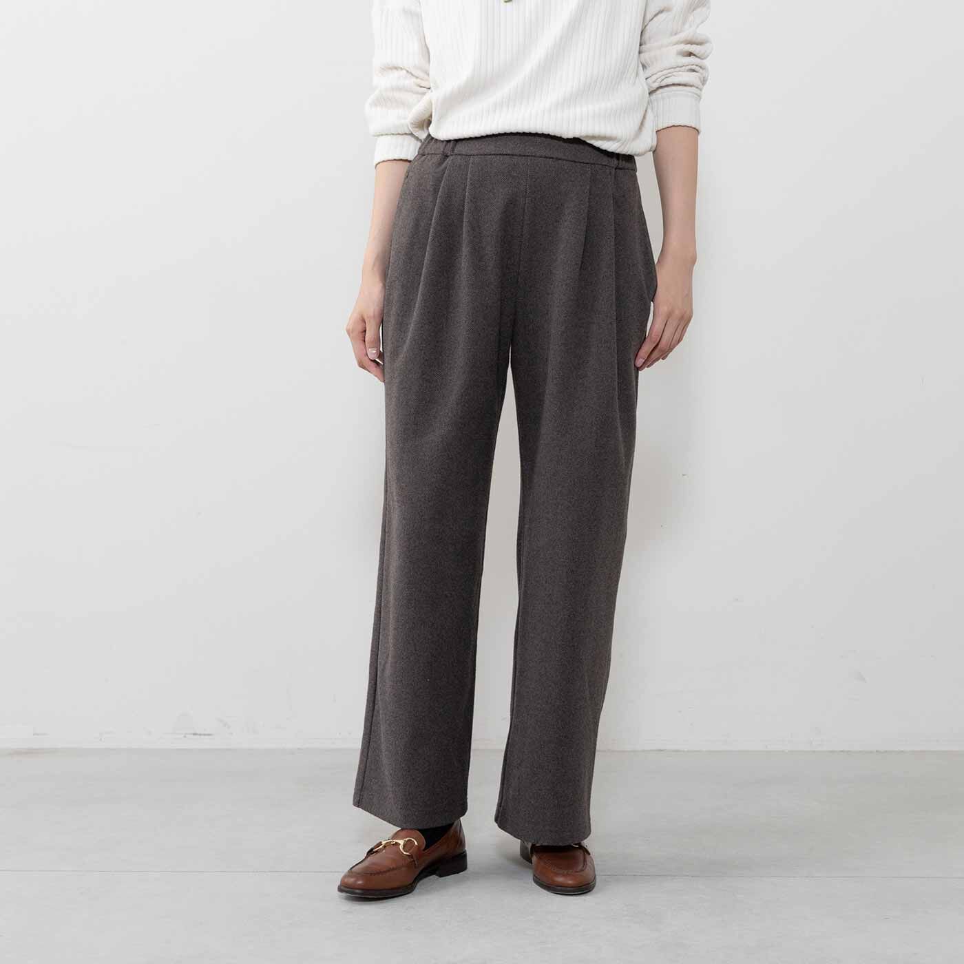 frauglatt［フラウグラット］|フラウグラット　ウール見えカットソーで伸びやからくちん きれいめ大人ヘリンボーン柄パンツの会|すとんと落ち感のある素材感とシルエットで美脚見え。