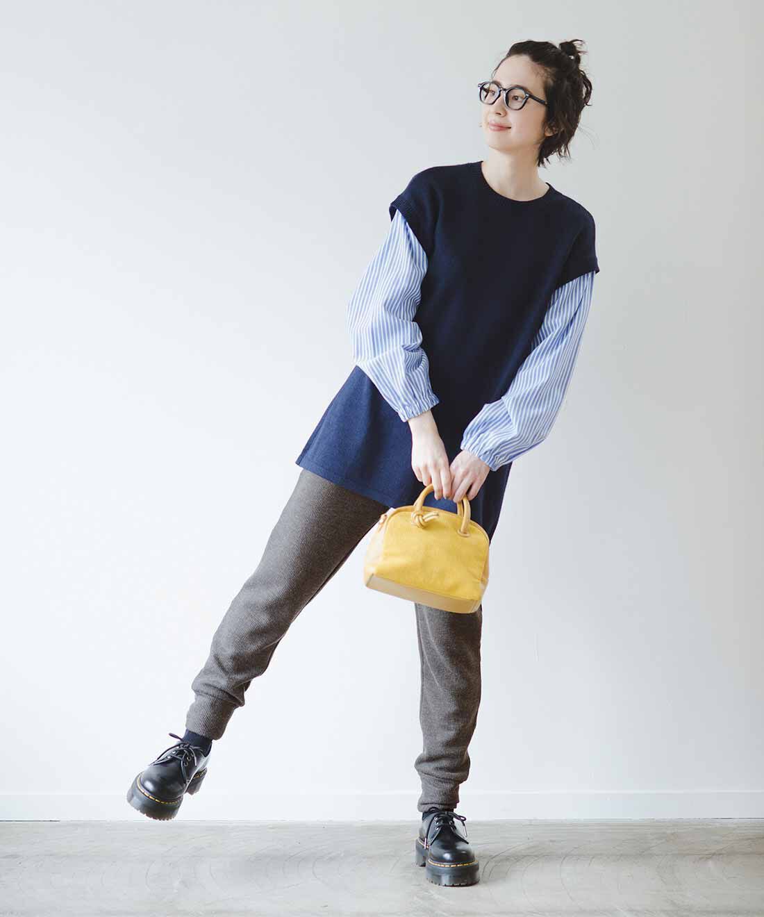 frauglatt|すっきり見えのニットベスト重ね着風チュニックのコーディネート