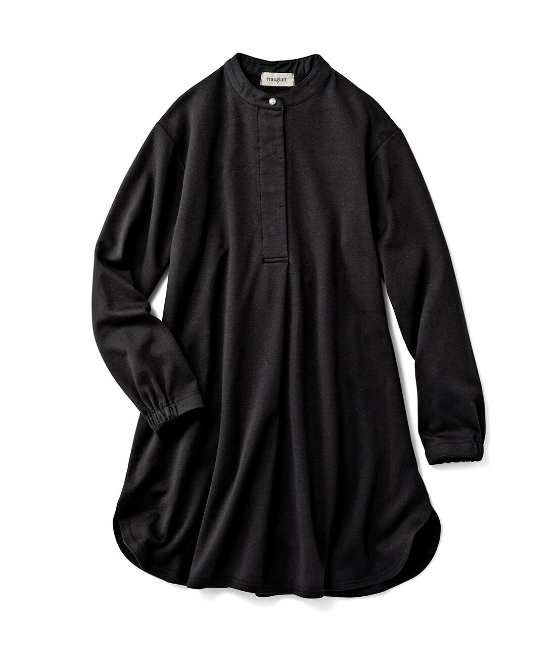 frauglatt|フラウグラット すき間冷え対策♪ 上品シャツ見え 伸びやかな比翼仕立てチュニックの会|〈ブラック〉