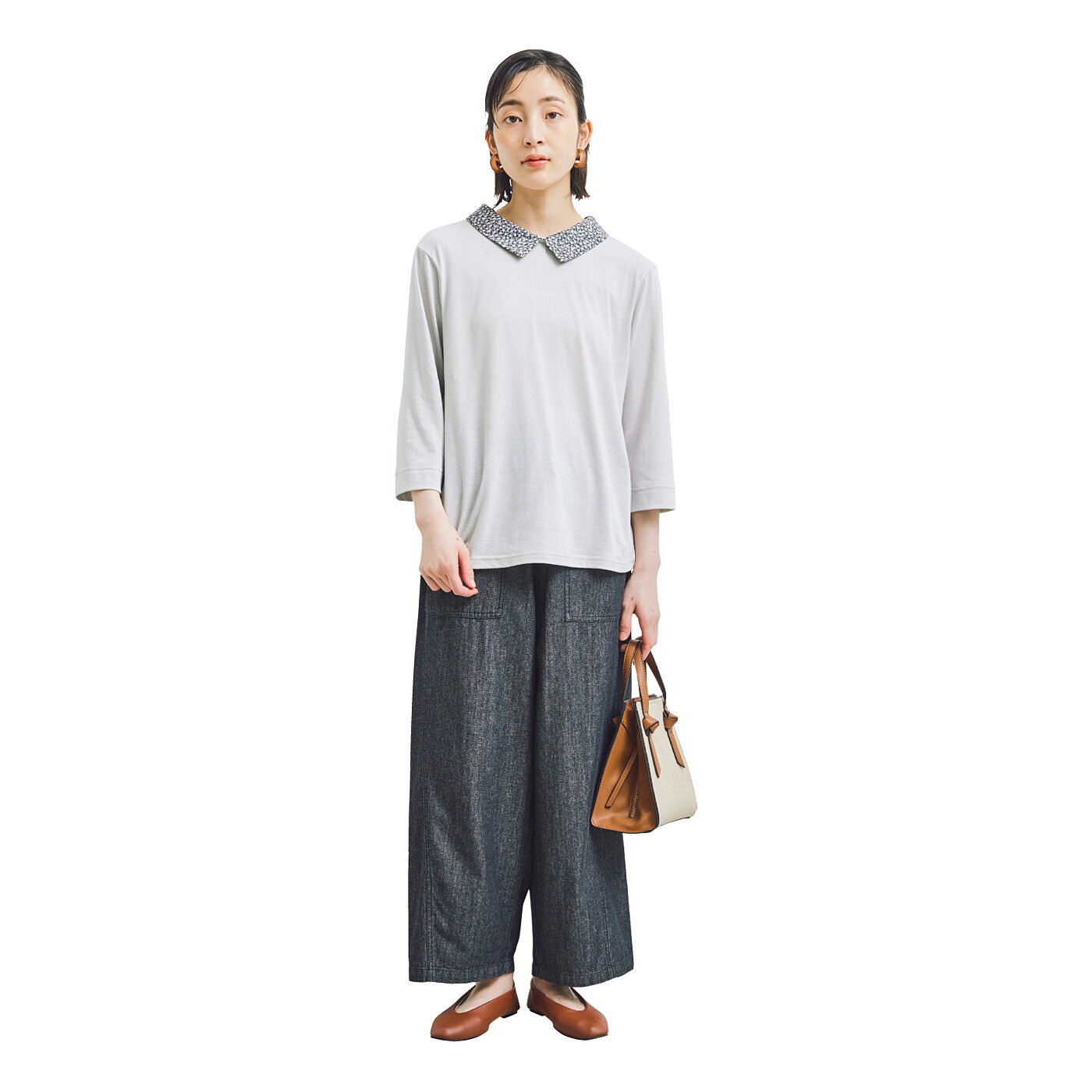 frauglatt［フラウグラット］|フラウグラット　首もと華やか♪ 小花柄衿のきれいめカットソートップス〈吸水速乾〉の会