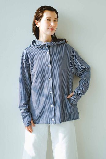 frauglatt［フラウグラット］ | ストライプやわらかパーカーシャツUV対策