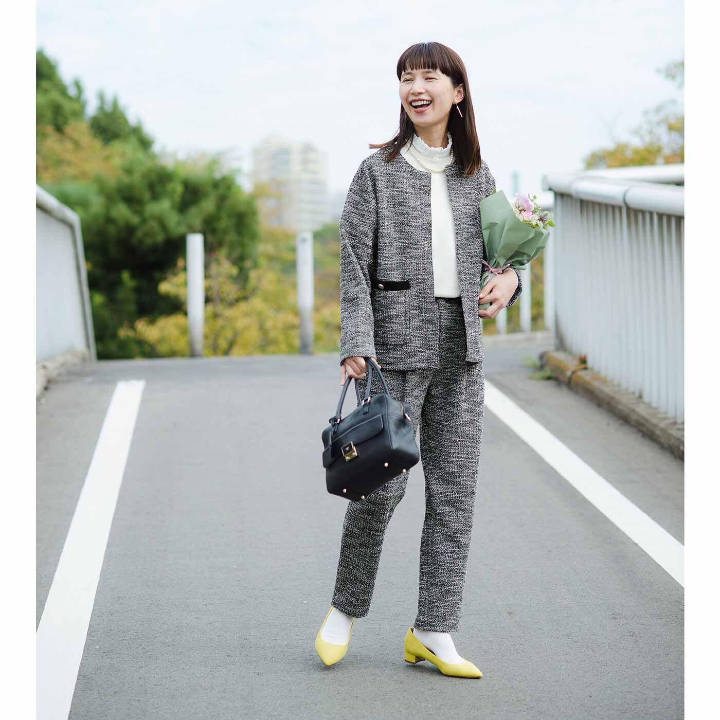 frauglatt|フラウグラット　上品華やかきちんと見え♪ 大人ツイード調カットソーのジャケット風カーディガンの会