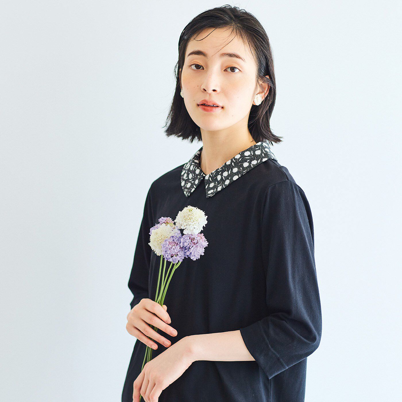 frauglatt［フラウグラット］|フラウグラット　首もと華やか♪ 小花柄衿のきれいめカットソートップス〈吸水速乾〉の会