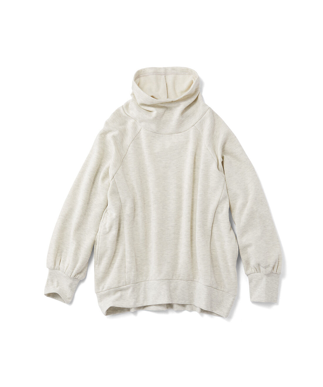 frauglatt|フラウグラット たゆんとハイネックで首もとあったか かるホカ裏起毛ポケット付きトップスの会|〈オートミール〉