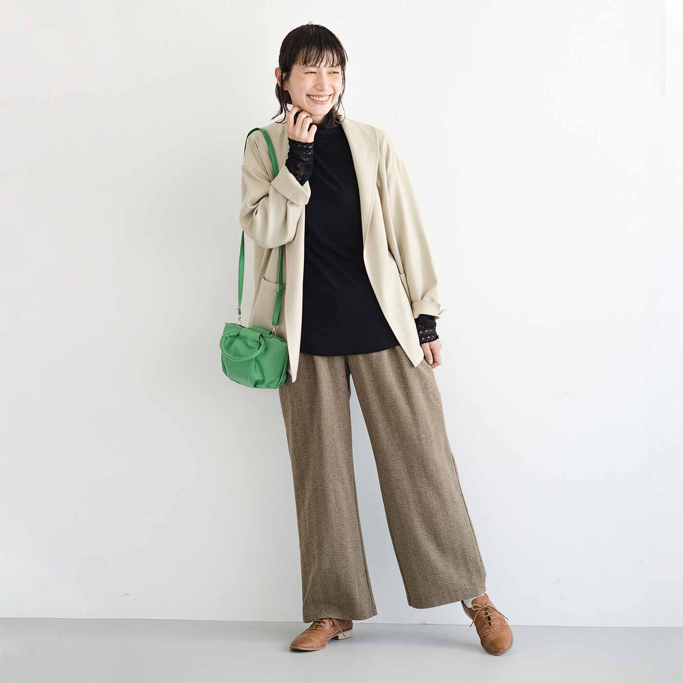 frauglatt［フラウグラット］|フラウグラット　ウール見えカットソーで伸びやからくちん きれいめ大人ヘリンボーン柄パンツの会