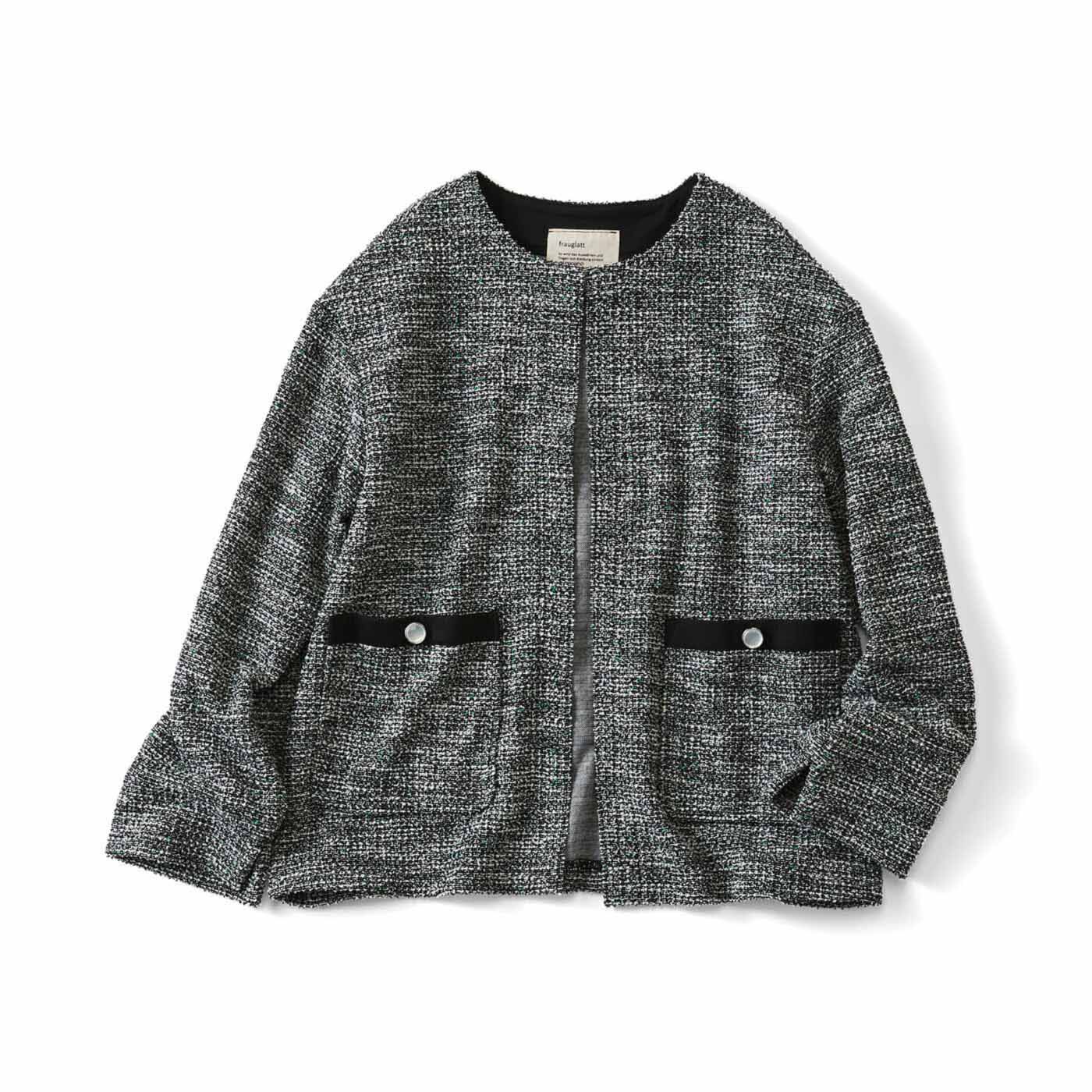 frauglatt|フラウグラット　上品華やかきちんと見え♪ 大人ツイード調カットソーのジャケット風カーディガンの会