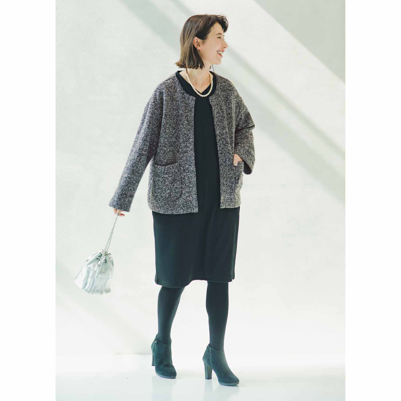 frauglatt|ジャカード編み柄の チュニックワンピースのコーディネート