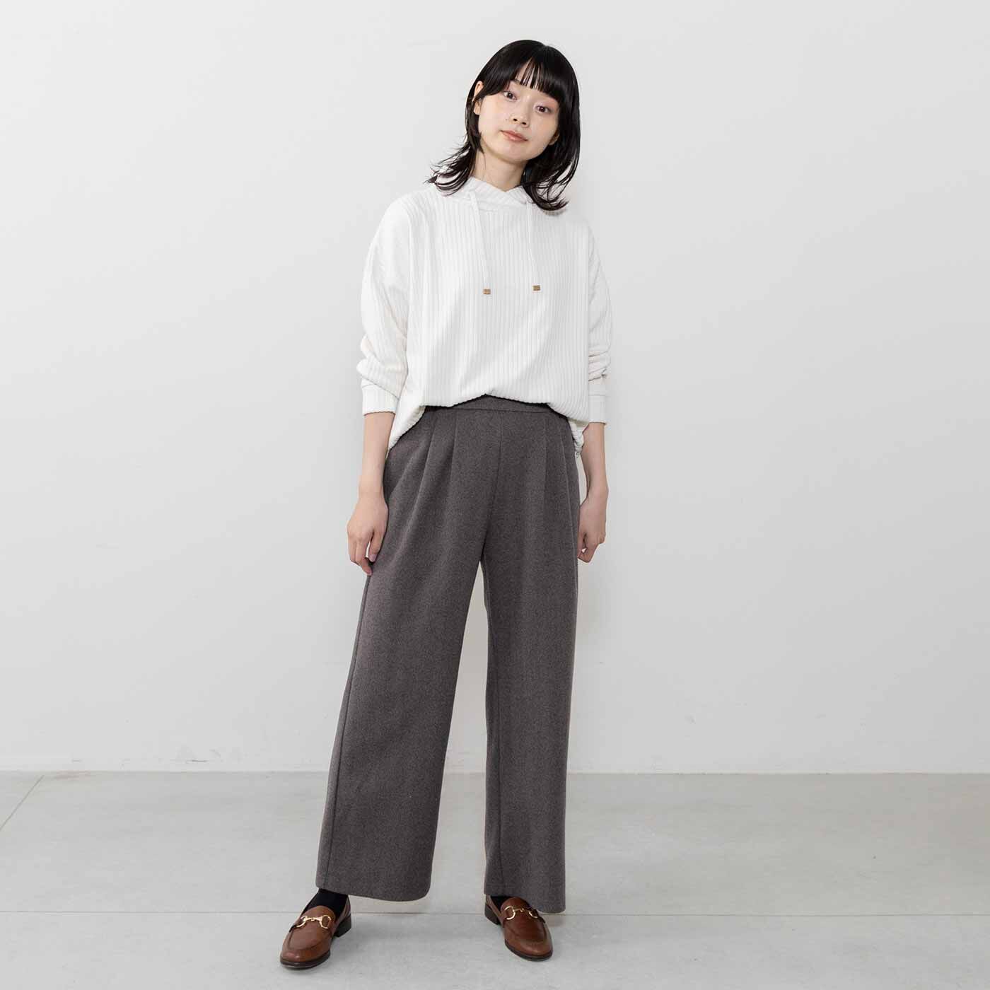 frauglatt［フラウグラット］|フラウグラット　ウール見えカットソーで伸びやからくちん きれいめ大人ヘリンボーン柄パンツの会|すらりきれい見えならくちんカットソーパンツ。