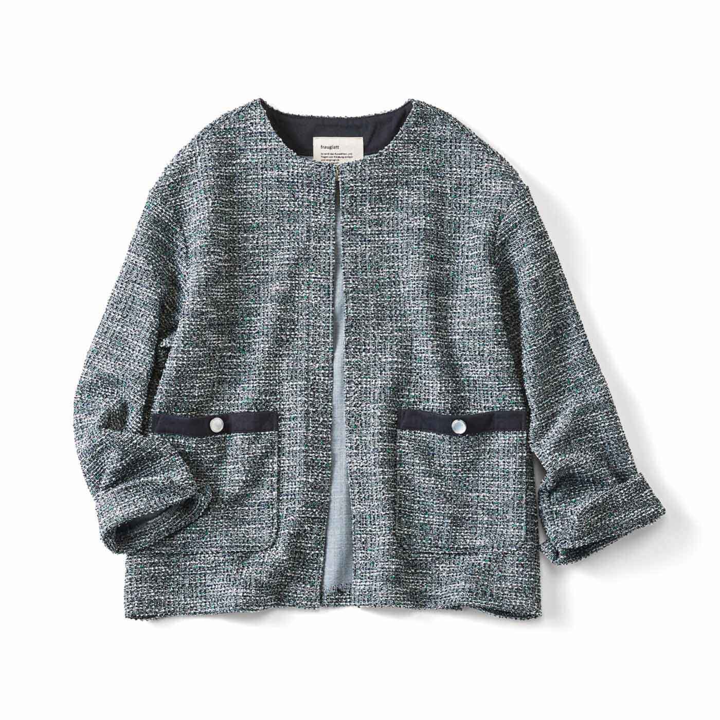 frauglatt|フラウグラット　上品華やかきちんと見え♪ 大人ツイード調カットソーのジャケット風カーディガンの会