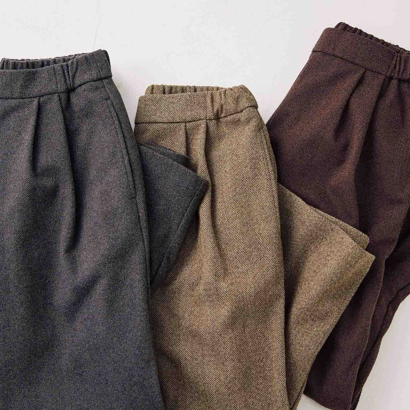frauglatt［フラウグラット］|フラウグラット　ウール見えカットソーで伸びやからくちん きれいめ大人ヘリンボーン柄パンツの会|こなれた雰囲気の無地見えヘリンボーン。