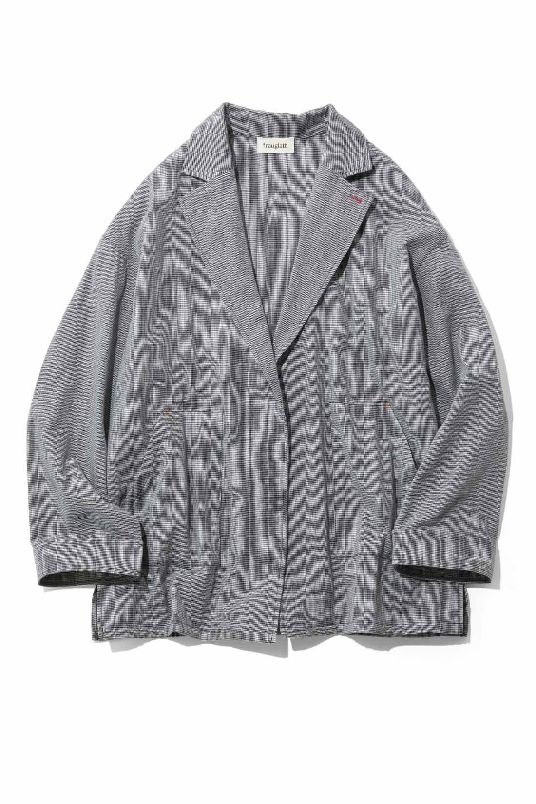 frauglatt［フラウグラット］|【6月分以降お届け】大人の女史会×frauglatt　ゆとり仕立てできちんと見え 小顔印象ダブルガーゼジャケット|〈千鳥格子〉