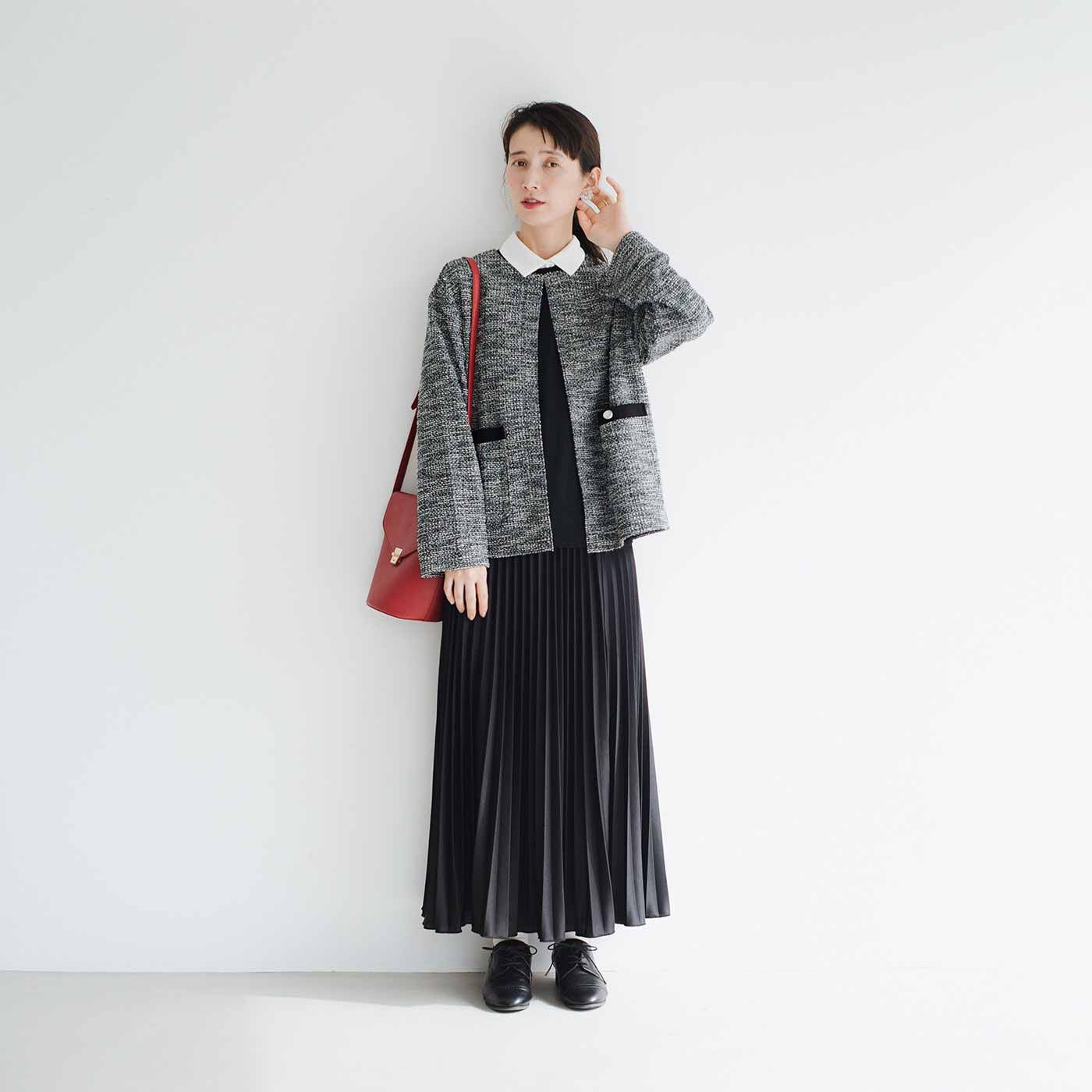 frauglatt|フラウグラット　上品華やかきちんと見え♪ 大人ツイード調カットソーのジャケット風カーディガンの会