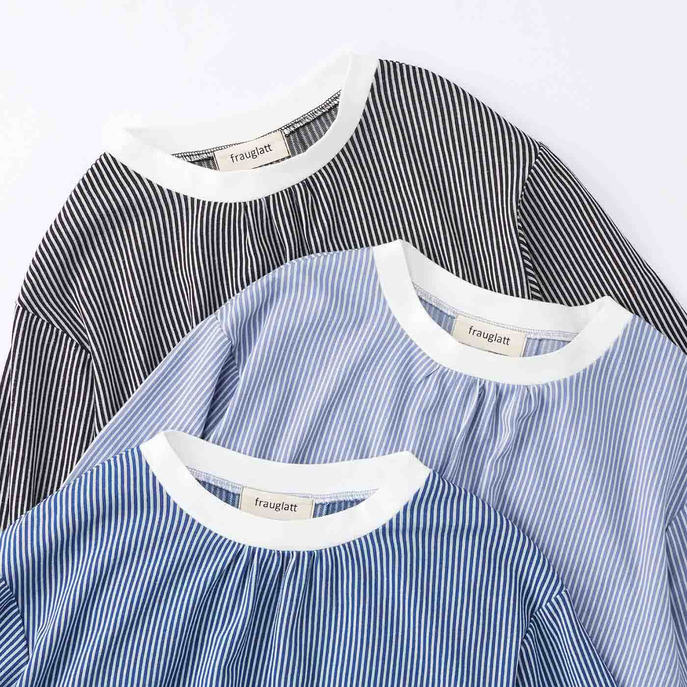 frauglatt|フラウグラット　軽やか＆らくちん♪ クレリックシャツみたいな きれい見えカットソーストライプチュニックの会