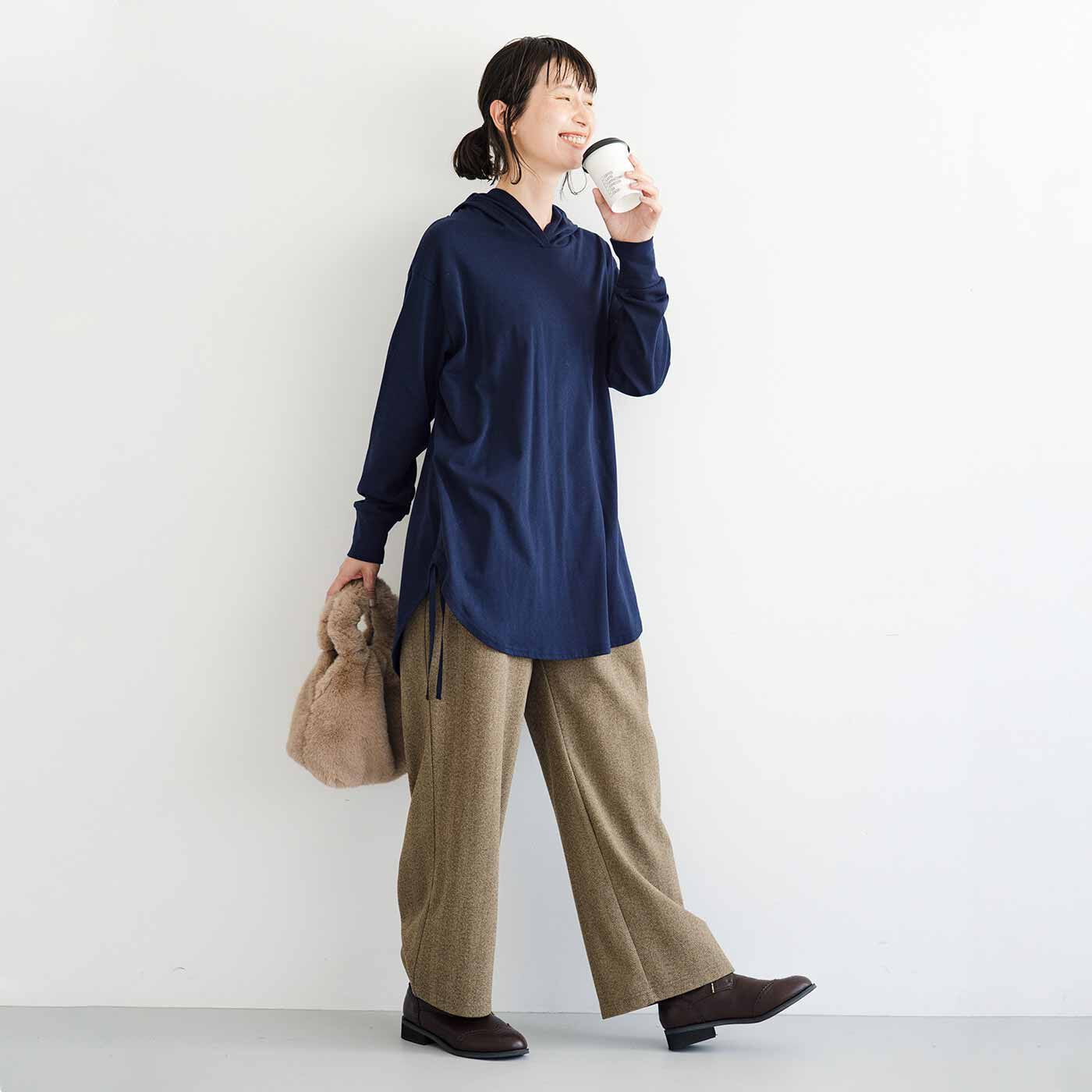 frauglatt［フラウグラット］|フラウグラット　ウール見えカットソーで伸びやからくちん きれいめ大人ヘリンボーン柄パンツの会