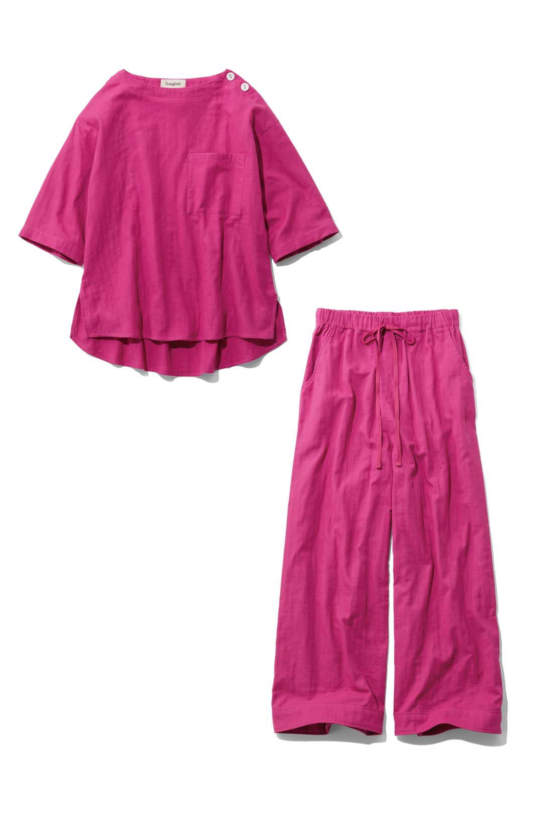 frauglatt［フラウグラット］|【6月分以降お届け】【セット割】大人の女史会×frauglatt　着まわし上手 オールインワン見え ダブルガーゼセットアップ|〈マチュアローズ〉