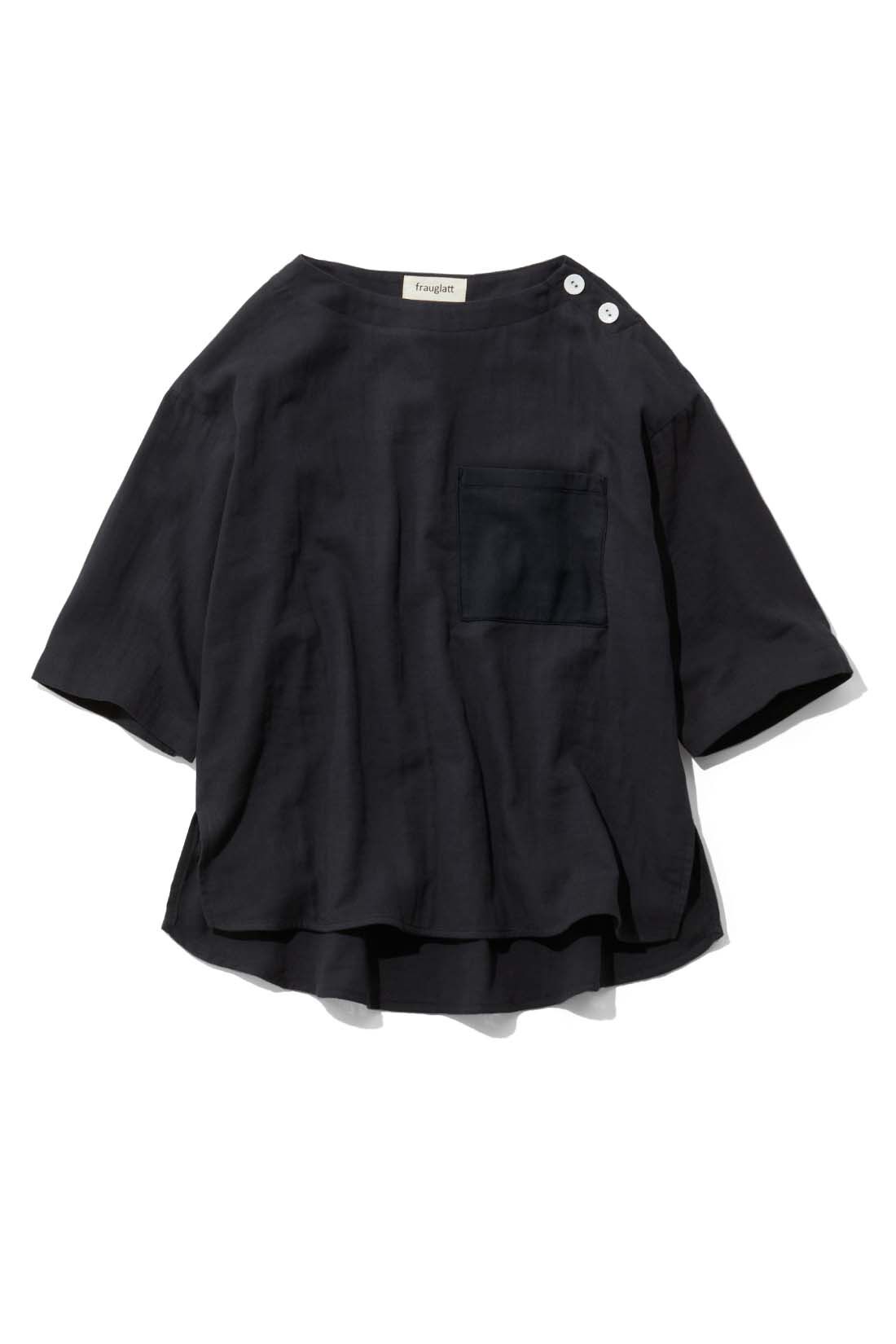 frauglatt［フラウグラット］|【6月分以降お届け】大人の女史会×frauglatt　ほどよい抜け感で自信をまとう 華奢（きゃしゃ）見えダブルガーゼトップス|〈モダンブラック〉