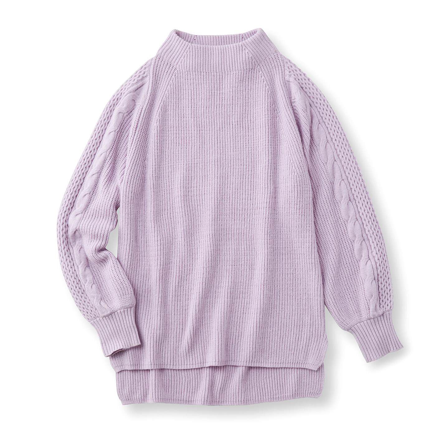 frauglatt|フラウグラット　編み柄ですっきり見え やさしいカラーのふわもっちり ぷっくり袖ニットの会|〈ラベンダーピンク〉