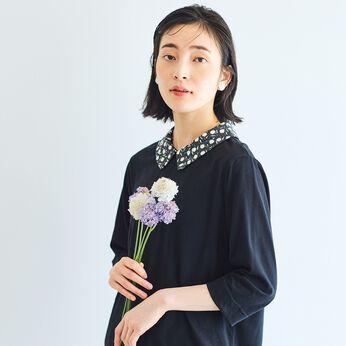 frauglatt［フラウグラット］ | 小花柄衿のきれいめカットソートップス